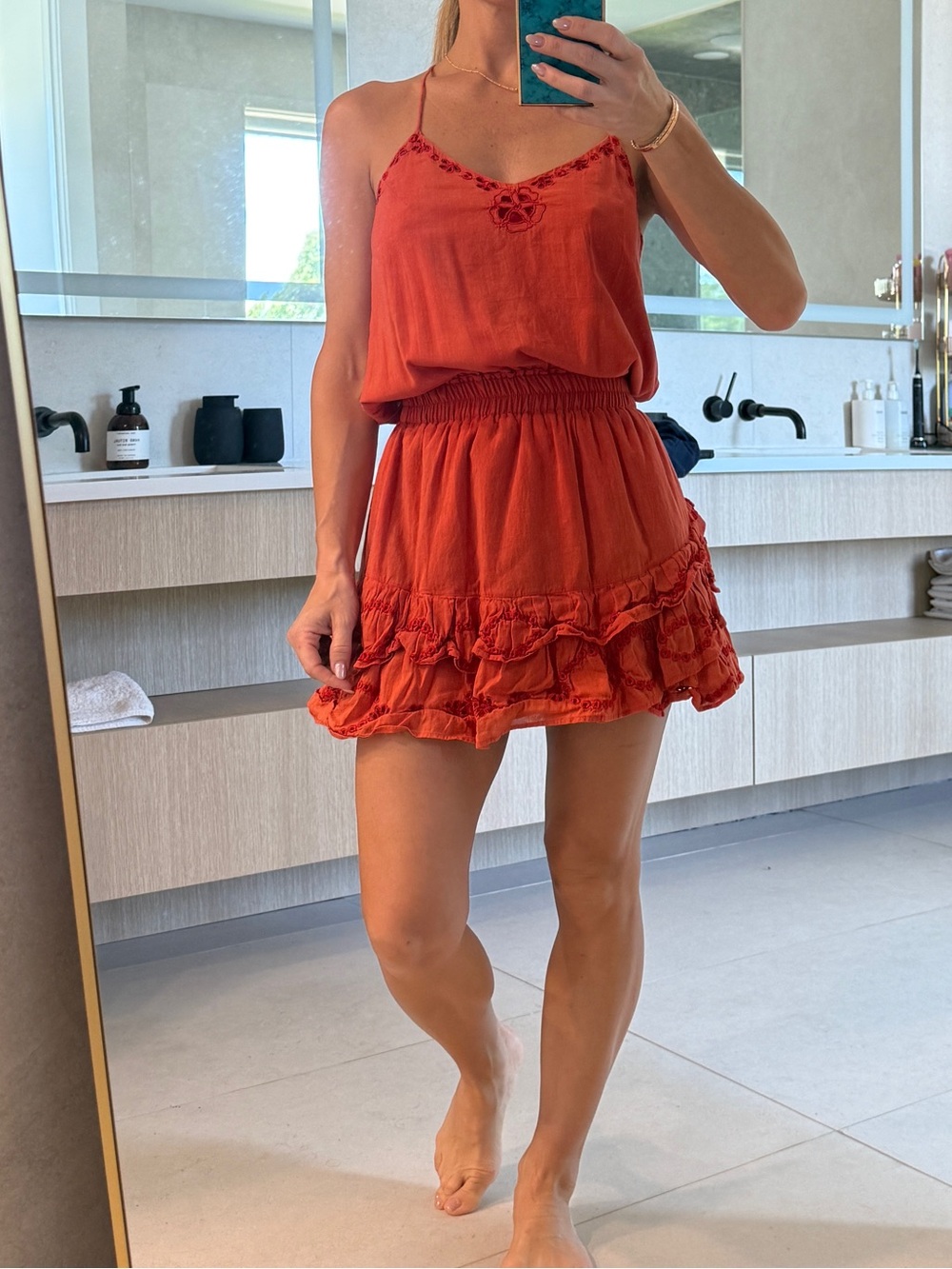 Karina Grimaldi Red Ruffle Dress